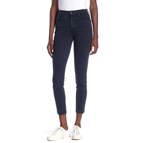 Mother Jeans Women 27 Blue Midnight‎ Denim High Waisted Looker Ankle Fray - Picture 1 of 14